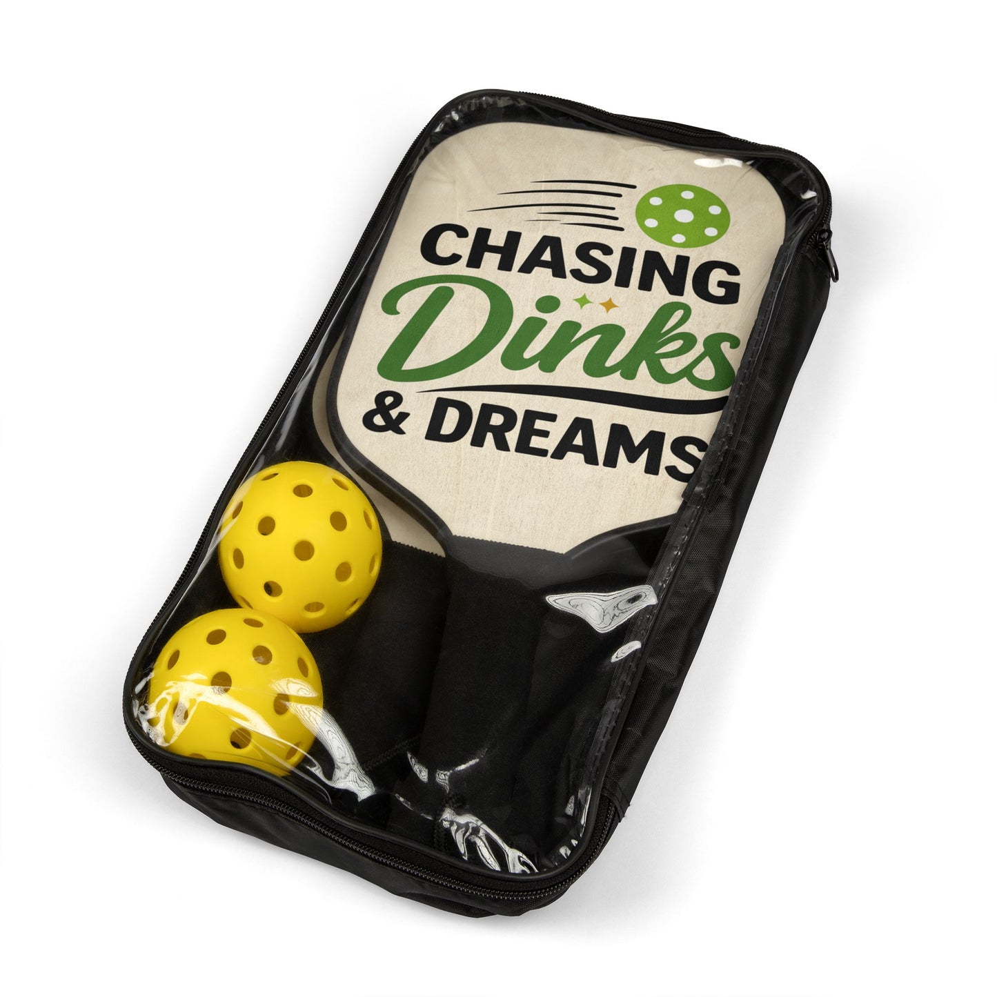 Pickleball Paddles Set — “Chasing Dinks & Dreams” Paddle Kit with 2 Balls