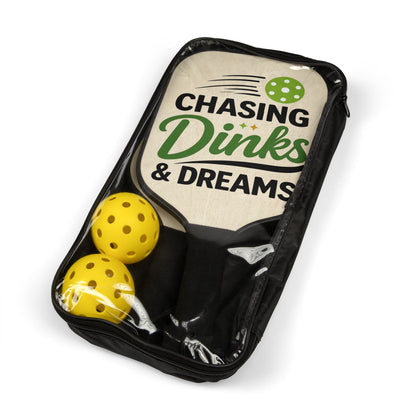 Pickleball Paddles Set — “Chasing Dinks & Dreams” Paddle Kit with 2 Balls