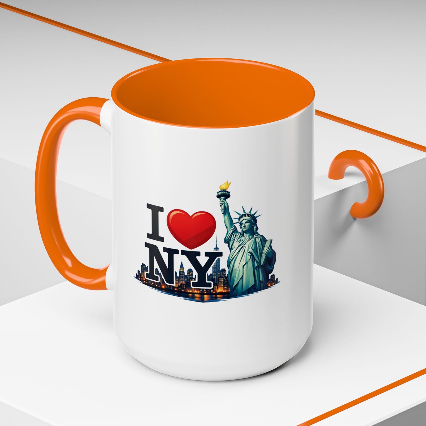 I  NY Statue of Liberty Accent Coffee Mug – New York City Souvenir (11/15 oz)