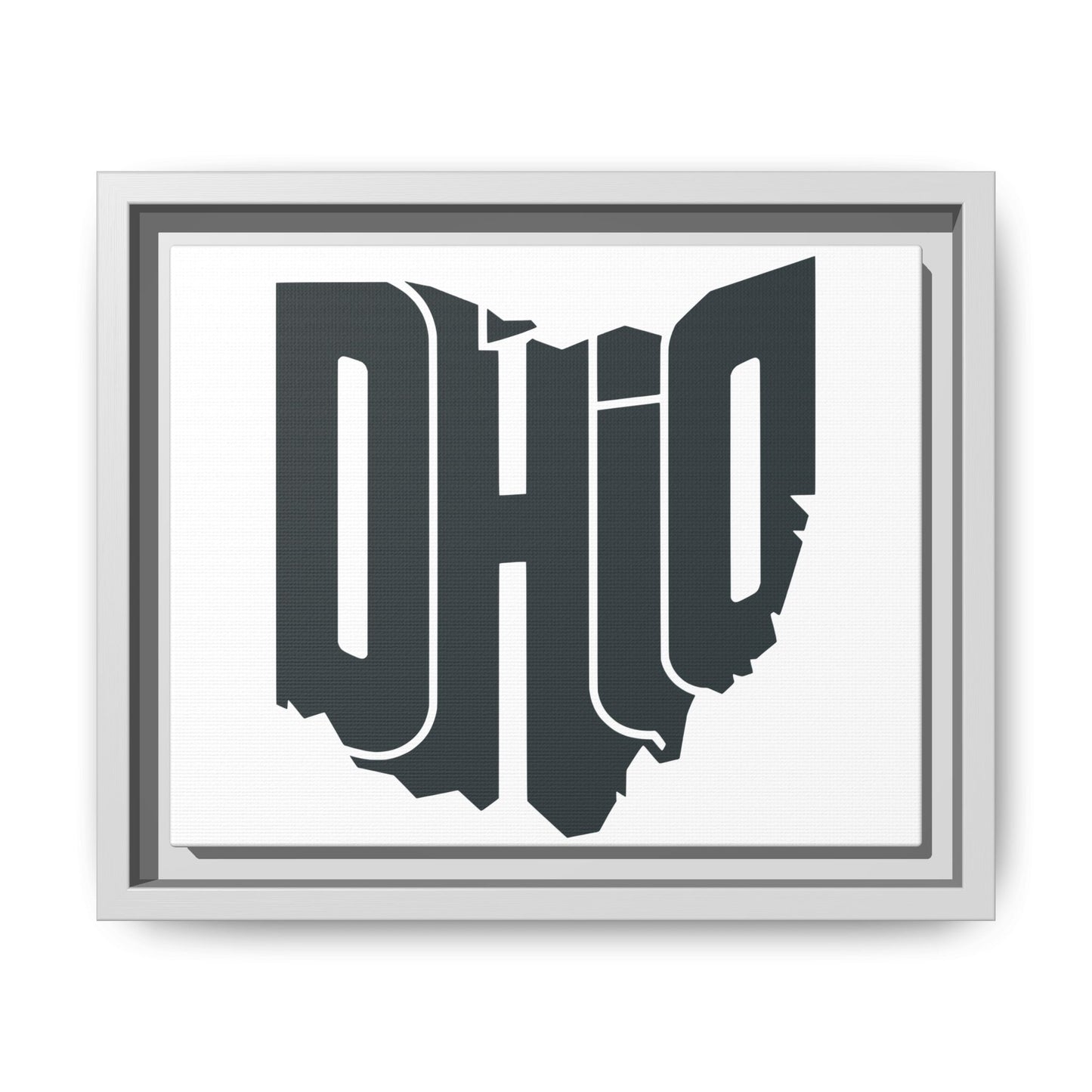 Ohio State Silhouette Matte Framed Canvas — Modern State Wall Art
