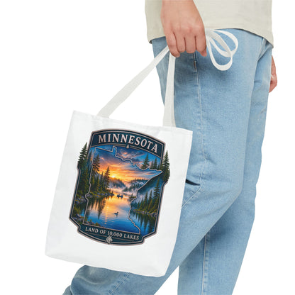 Minnesota Scenic Tote Bag — 'Land of 10,000 Lakes' Sunset Lake Design