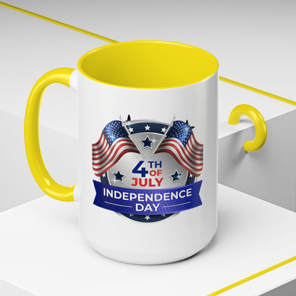 4th of July Independence Day Coffee Mug - Patriotic American Flag Accent