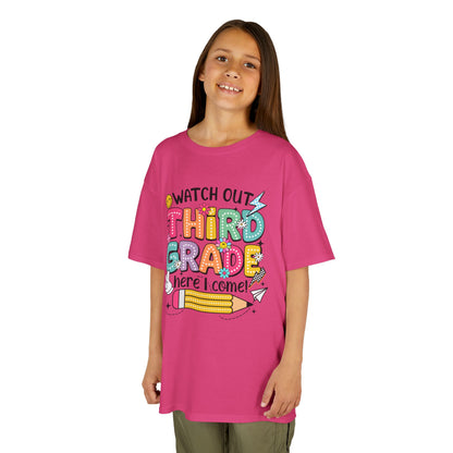 Third Grade Back to School Kids Tee — "Watch Out Third Grade Here I Come"