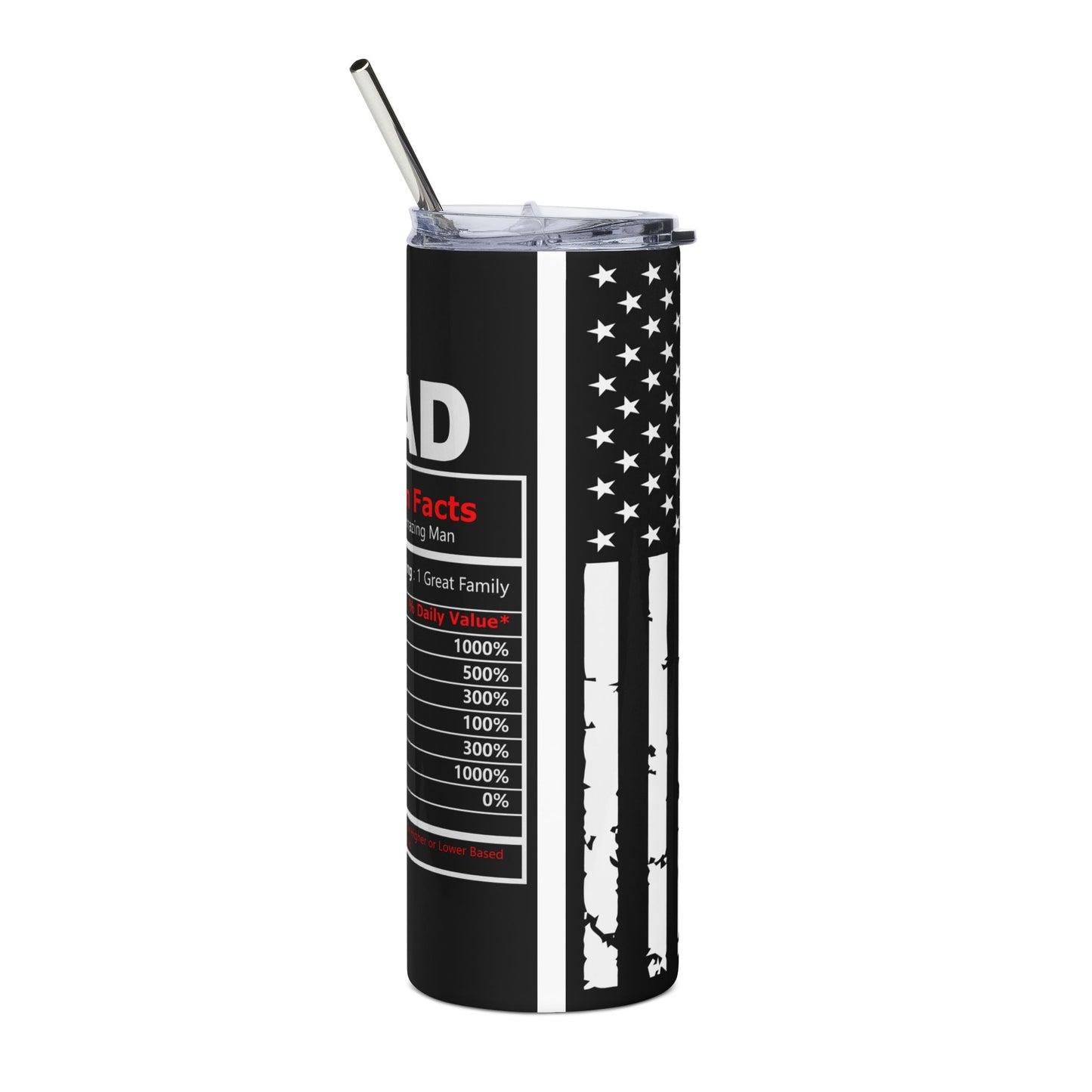 20oz Stainless Tumbler - "Best Dad Ever" Thin Red Line American Flag