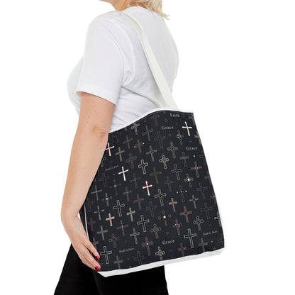 Cross Pattern Tote Bag — Faith & Grace Religious All-Over Print Tote