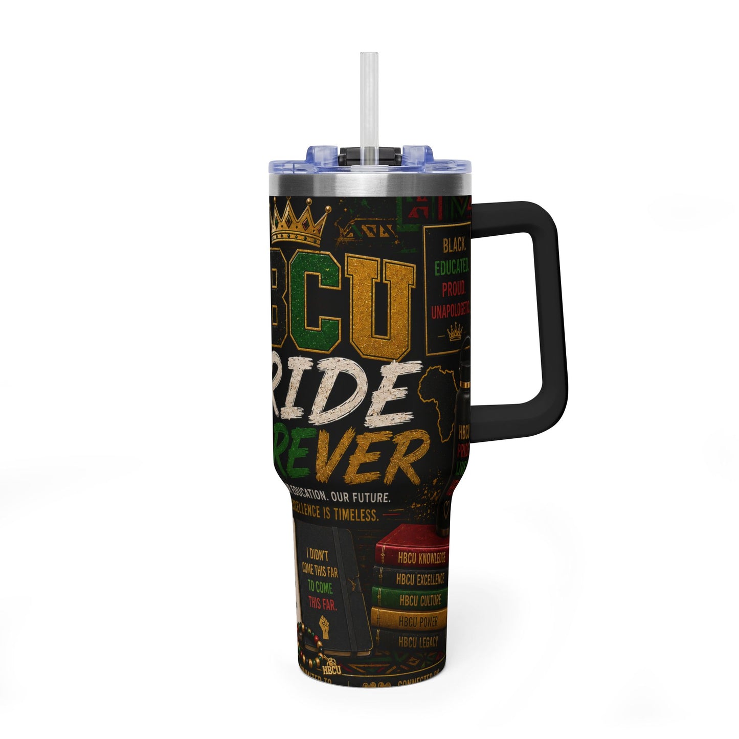 HBCU Pride 40oz Vacuum Tumbler – Black College Graduation Travel Mug