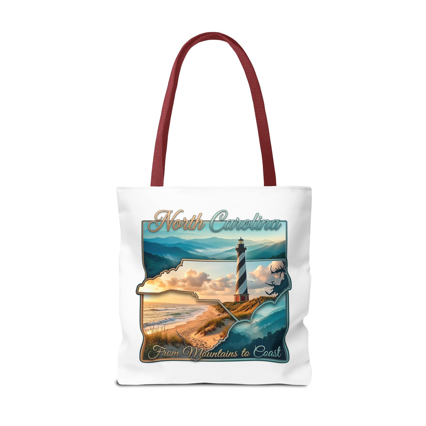 North Carolina Lighthouse Tote Bag — "From Mountains to Coast" Scenic Beach Tote