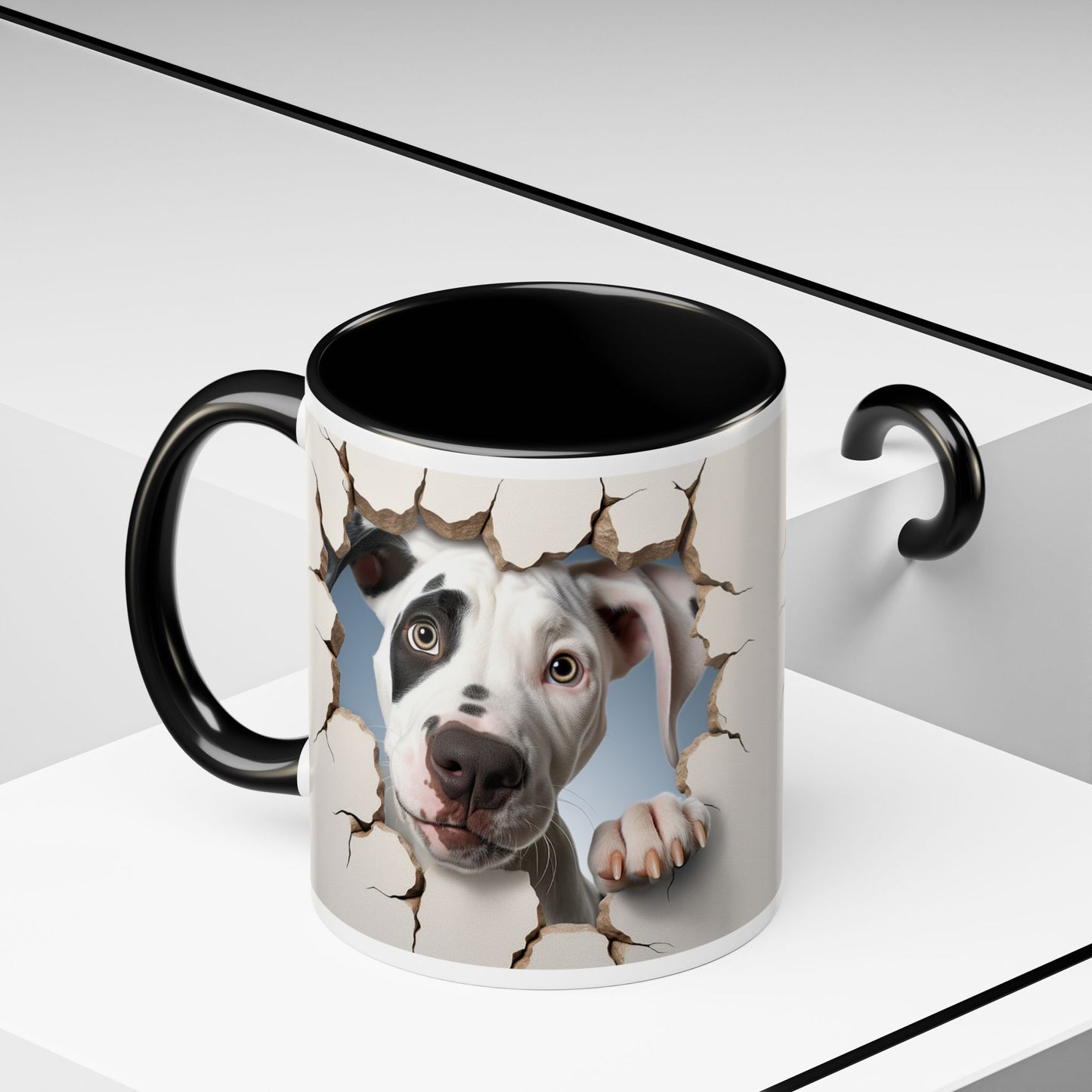 Pit Bull Peekaboo Accent Coffee Mug – Funny Dog Face Tear Design (11/15oz)