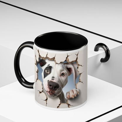 Pit Bull Peekaboo Accent Coffee Mug – Funny Dog Face Tear Design (11/15oz)