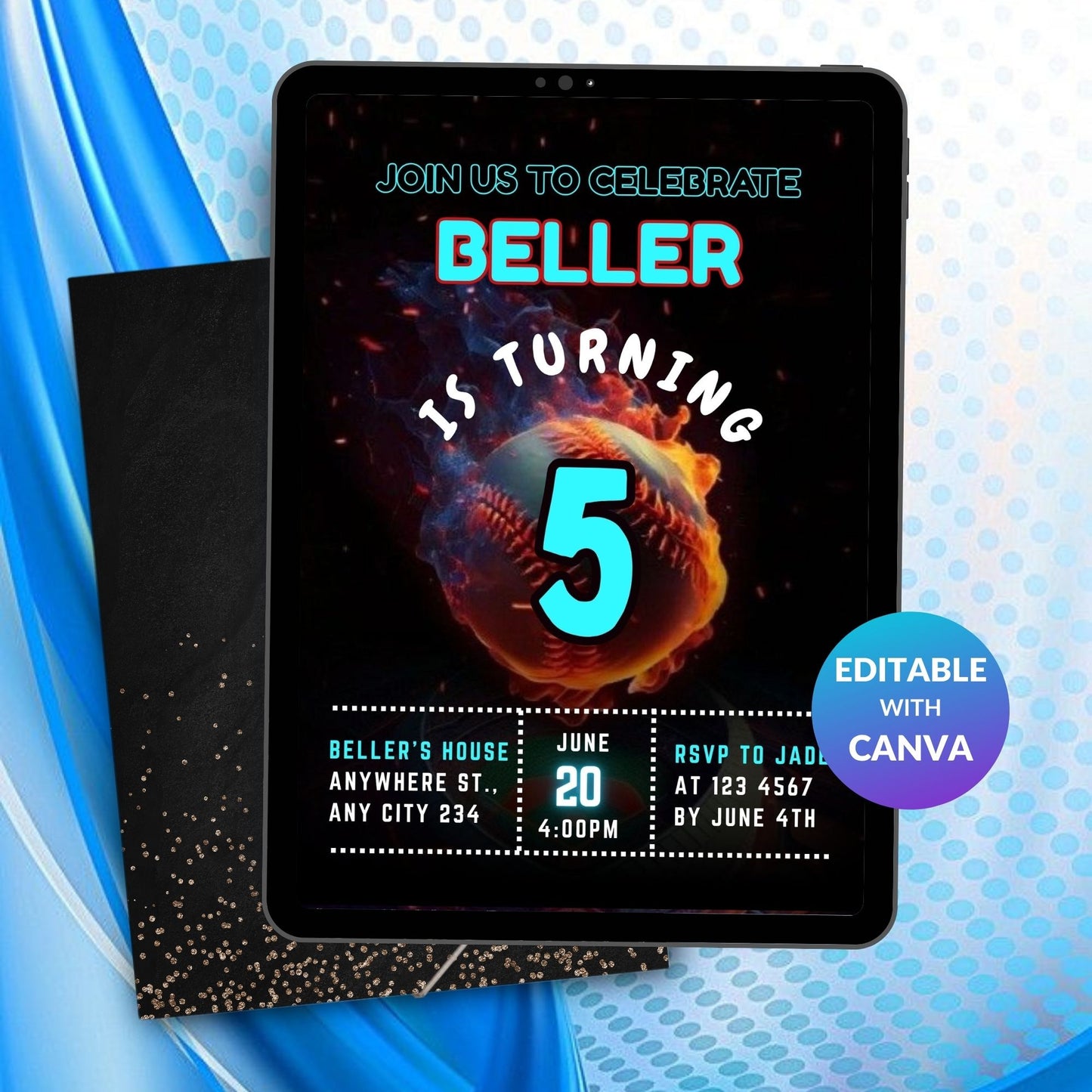 Baseball Birthday Invitation Template | Editable Sports Party Digital Invite