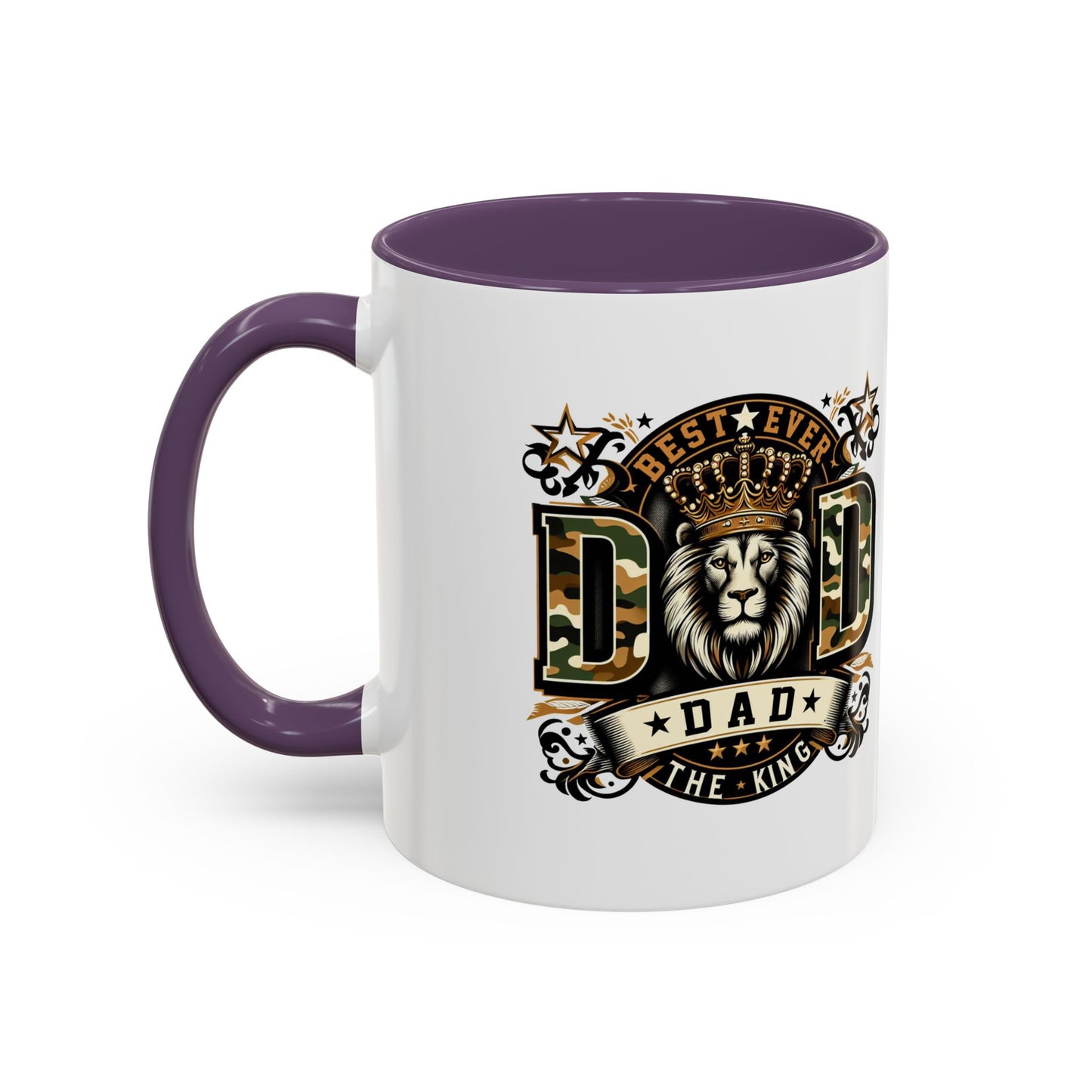 Dad Coffee Mug — "Best Ever Dad" Lion Crest Accent Mug (11/15oz)