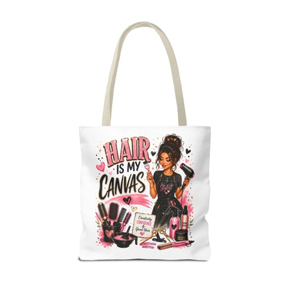 Hair Is My Canvas Tote Bag — Stylist Makeup Artist Cosmetic Accessories Tote