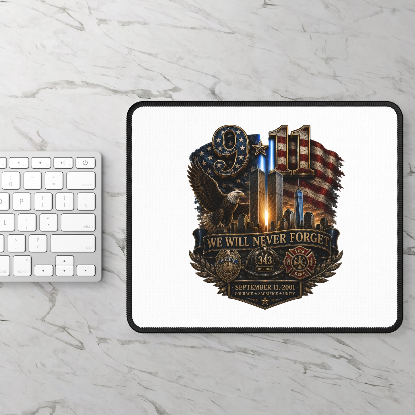 9/11 We Will Never Forget Memorial Gaming Mouse Pad