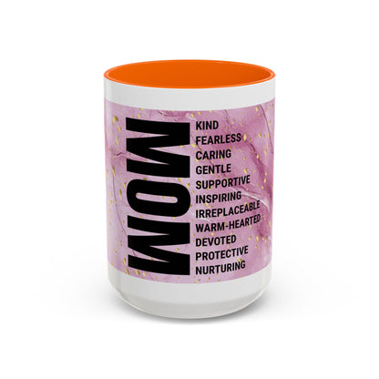 Mom Definition Accent Coffee Mug – Inspirational Pink Marble Mother’s Day Gift (11/15oz)