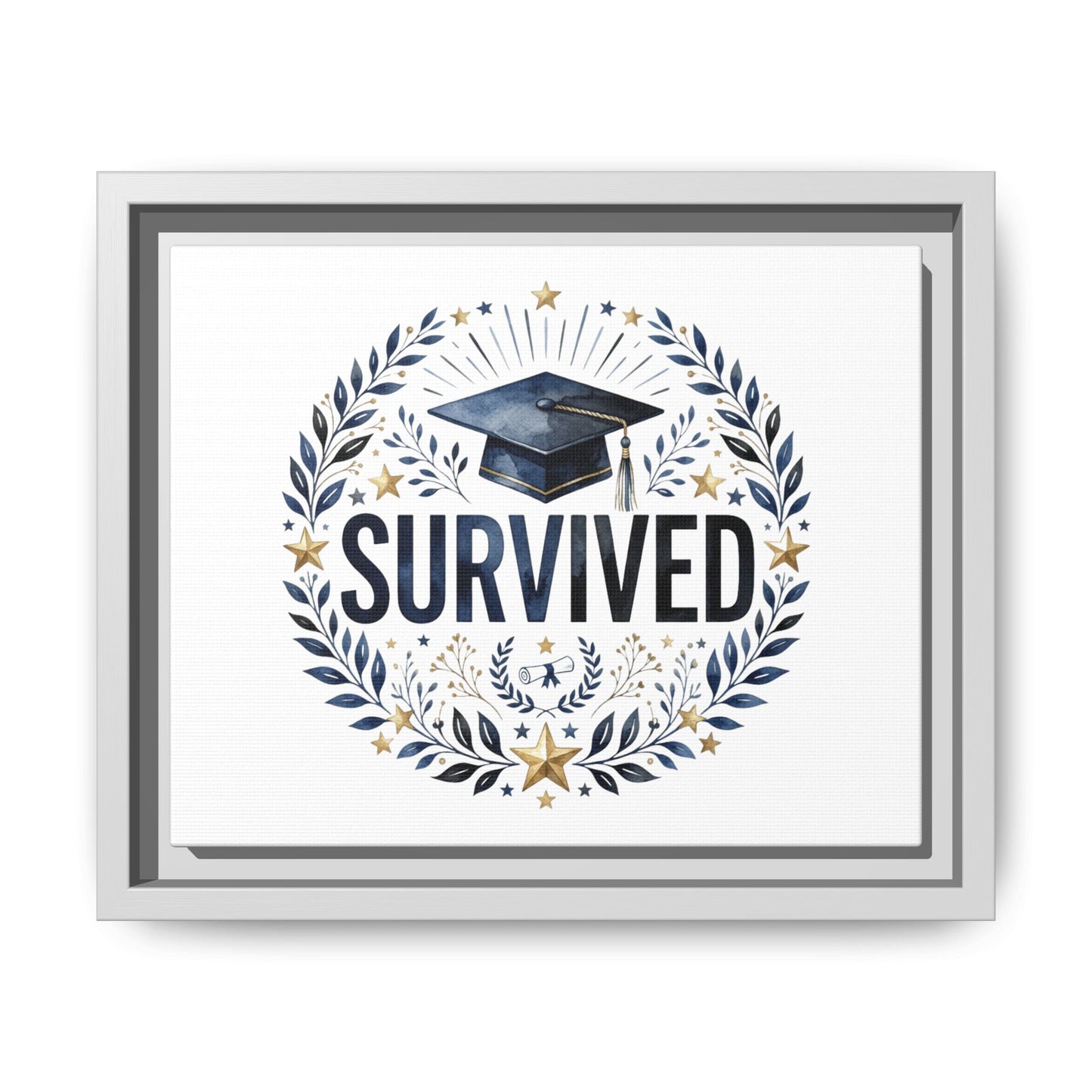 Graduation 'Survived' Framed Canvas Art — Cap & Laurel Keepsake