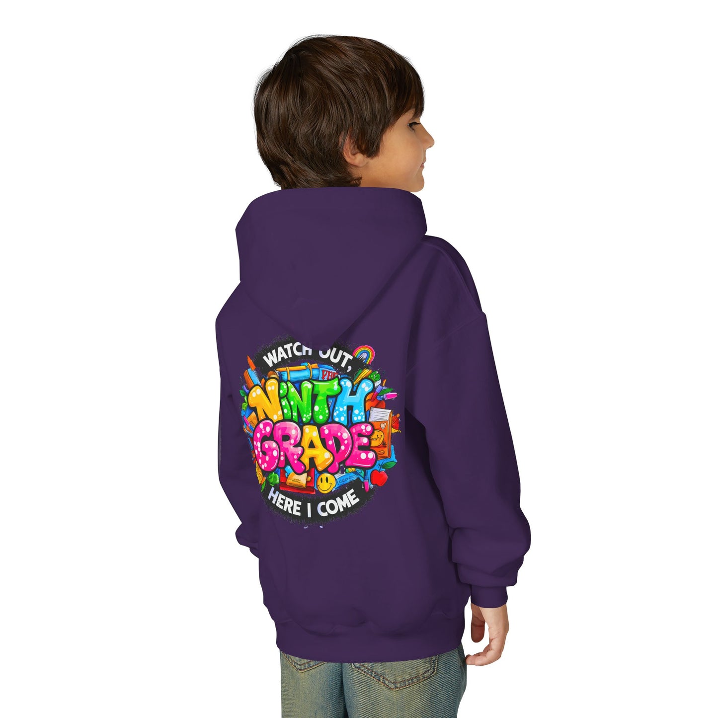 Kids' 4th Grade Hoodie – "Watch Out 4th Grade Here I Come" Colorful Back-to-School Sweatshirt