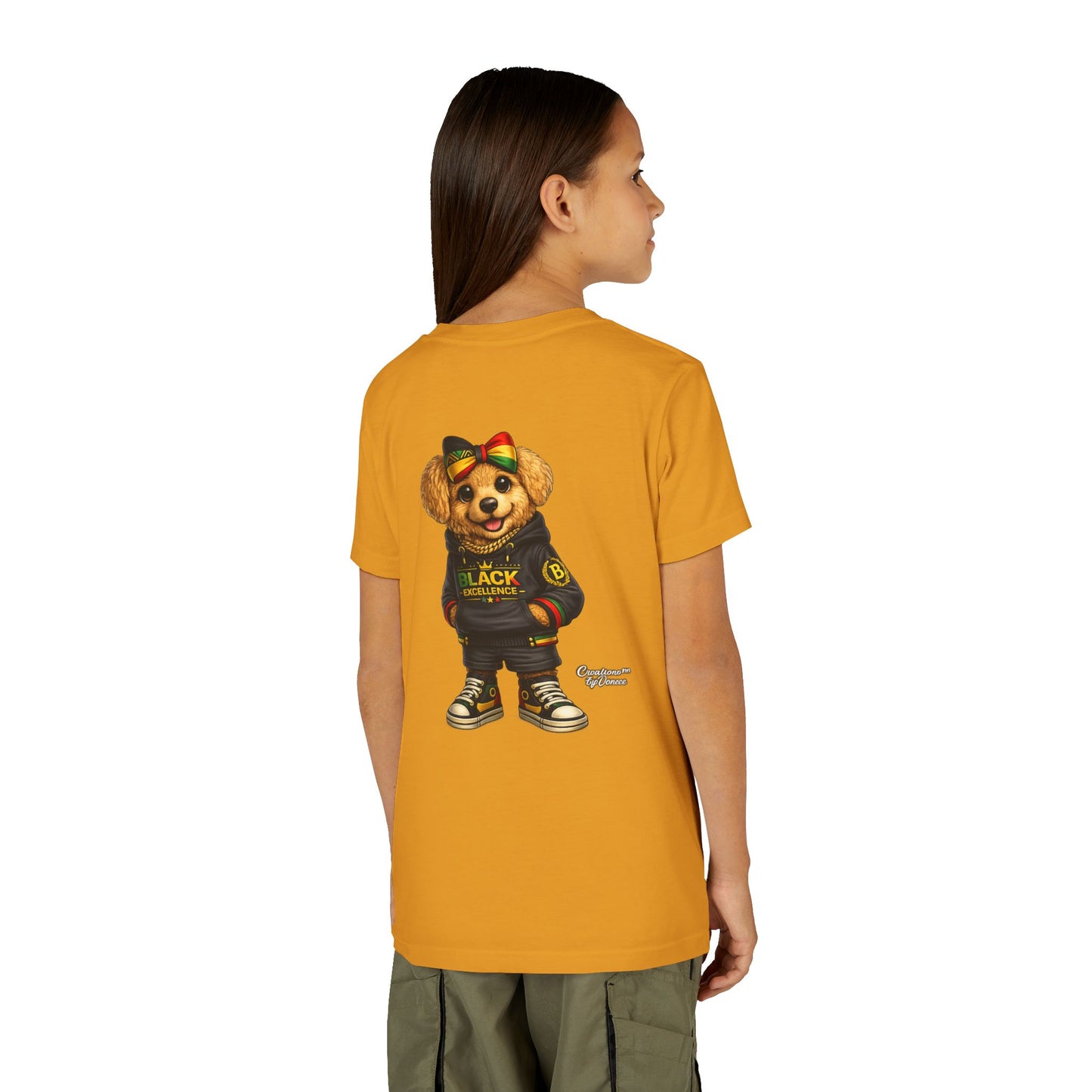 Youth Tee — Rasta Teddy "Black Excellence" Graphic Shirt