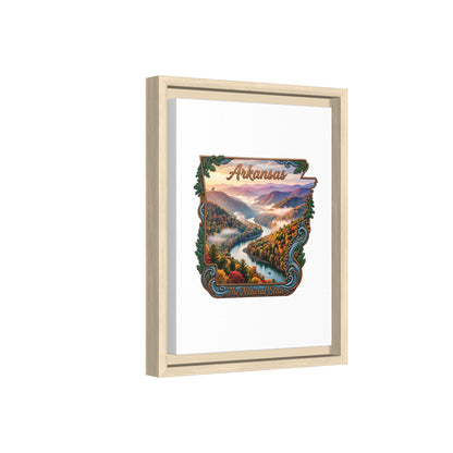 Arkansas Scenic State Map Canvas — "The Natural State" Framed Wall Art