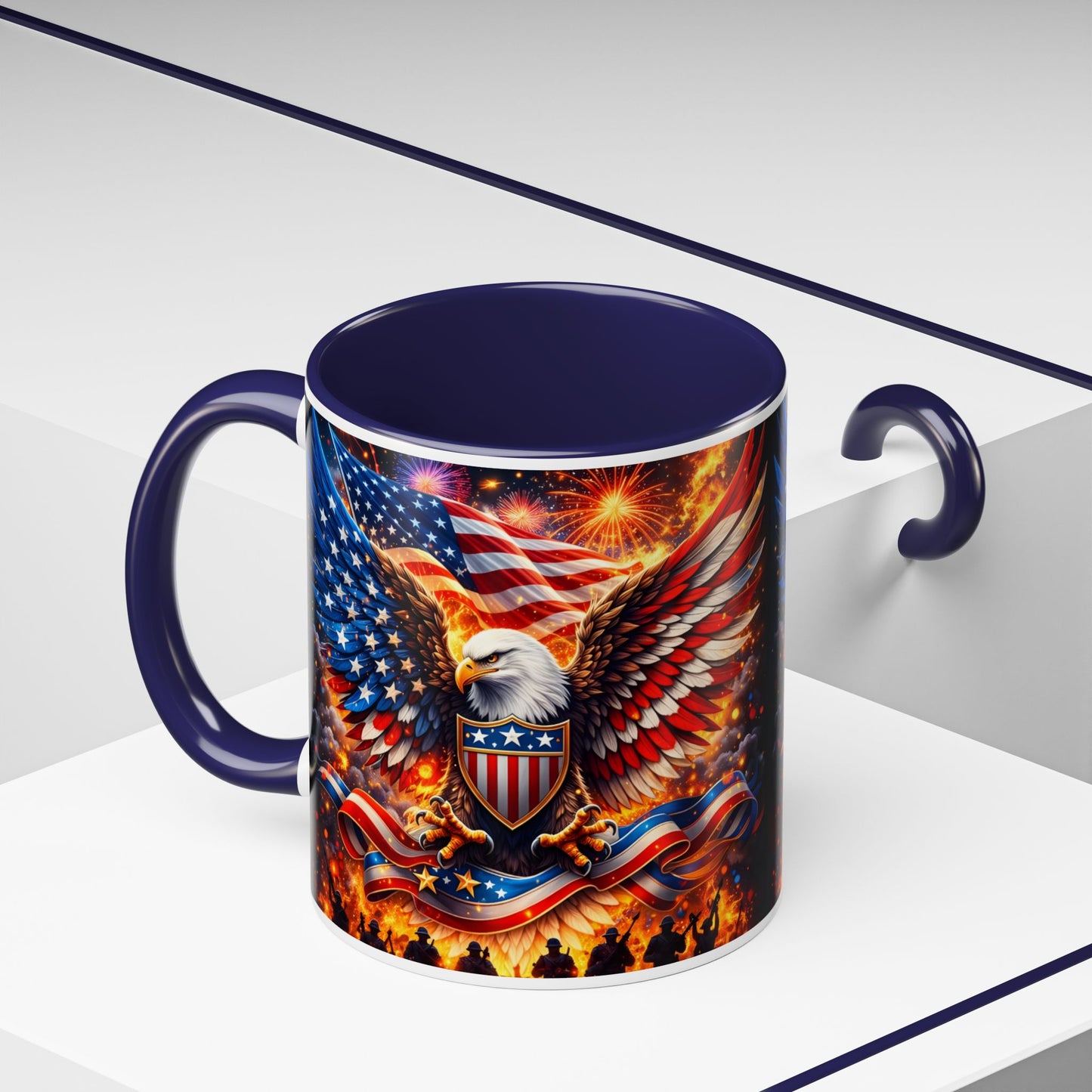 Patriotic Eagle Coffee Mug — American Flag Bald Eagle Accent Mug (11/15oz)