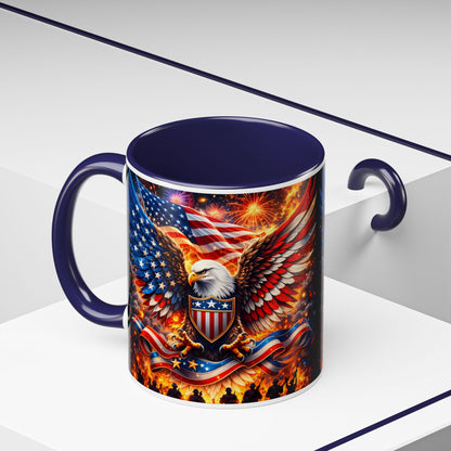 Patriotic Eagle Coffee Mug — American Flag Bald Eagle Accent Mug (11/15oz)