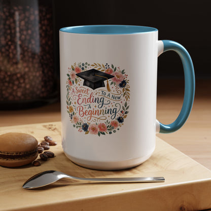Graduation Floral Coffee Mug — "A Sweet Ending to a New Beginning"