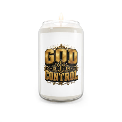God Is In Control Scented Soy Candle — 13.75 oz Inspirational Faith Candle