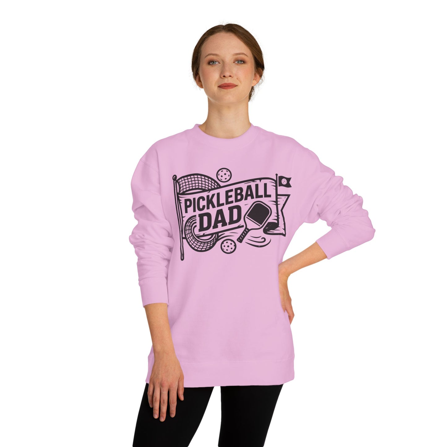 Pickleball Dad Crewneck Sweatshirt — Vintage Court Logo
