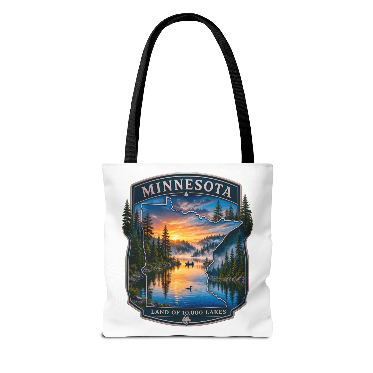 Minnesota Scenic Tote Bag — 'Land of 10,000 Lakes' Sunset Lake Design