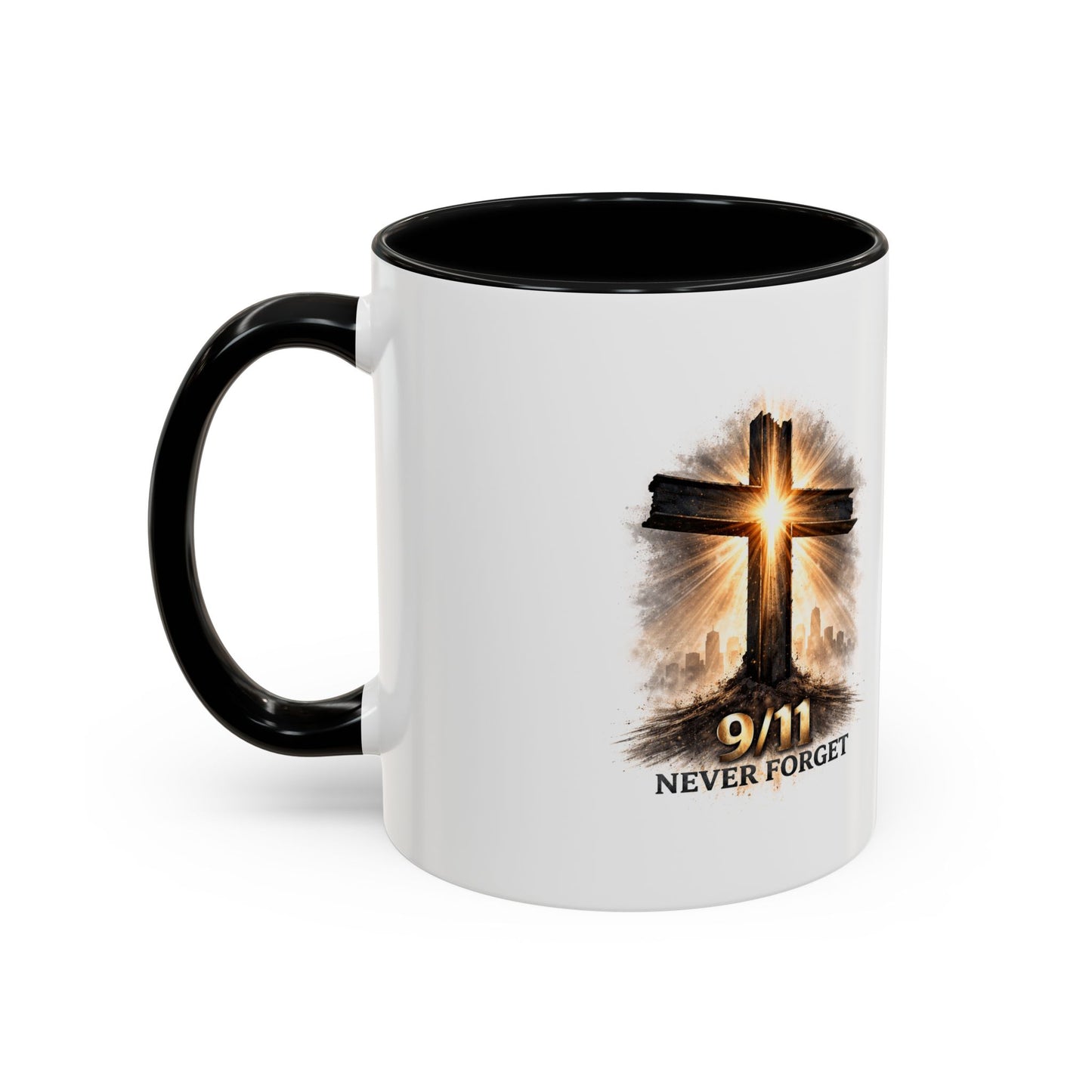 9/11 Never Forget Coffee Mug — Religious Memorial Accent Mug