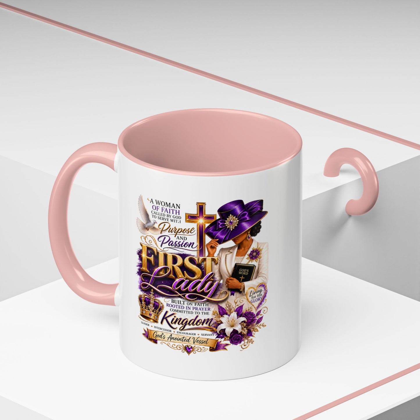 First Lady of Faith Accent Coffee Mug — Inspirational Christian Gift (11/15oz)