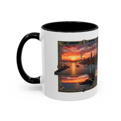 New York Skyline Accent Coffee Mug — Empire State Sunset Scene (11/15oz)