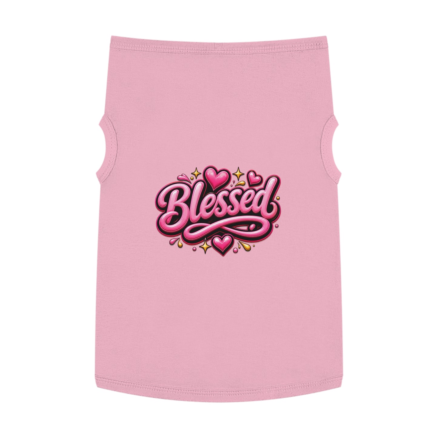 Blessed Pet Tank Top — Pink Heart Graphic Dog Shirt