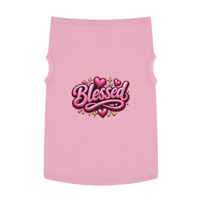 Blessed Pet Tank Top — Pink Heart Graphic Dog Shirt