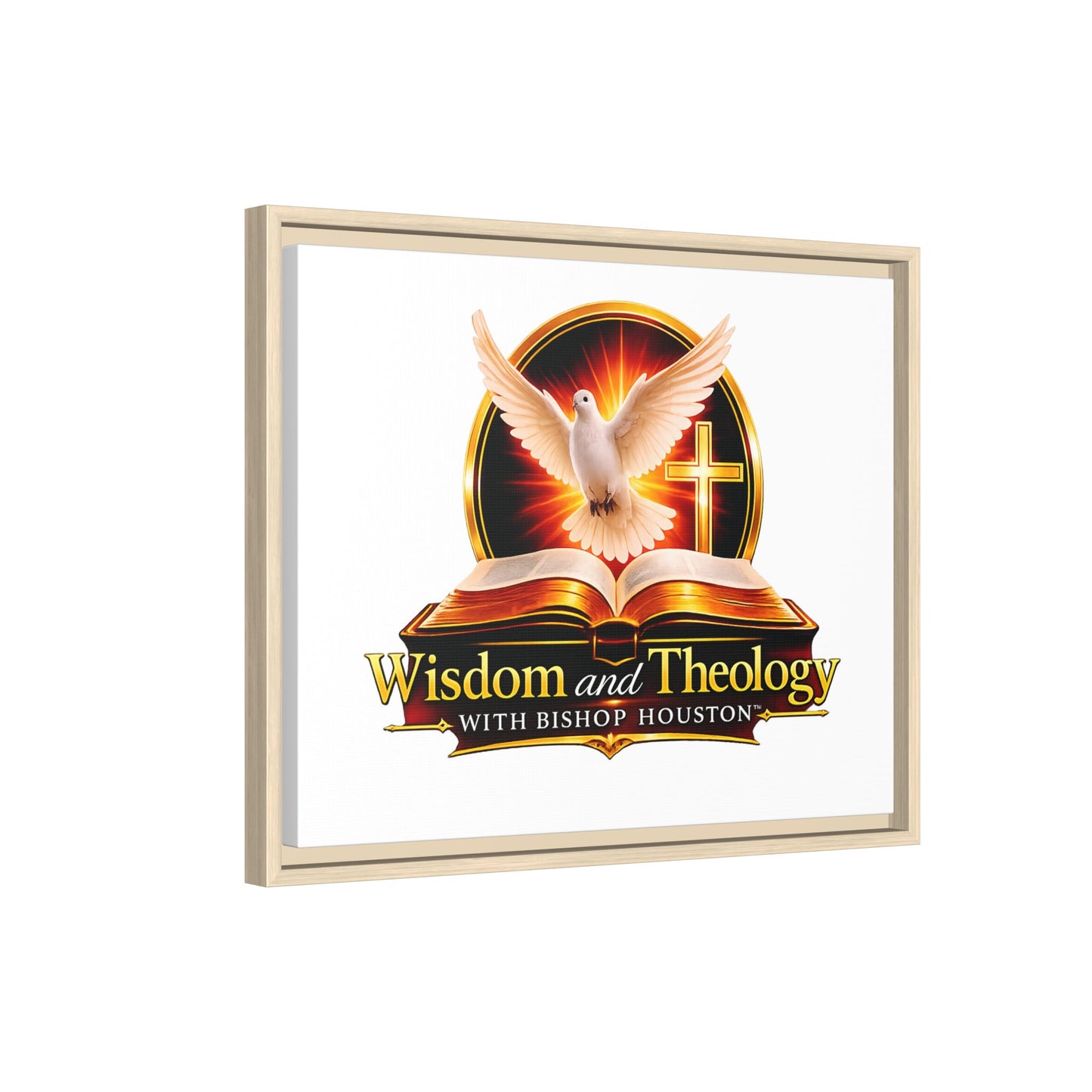 Framed Canvas Print — "Wisdom and Theology" Dove & Bible Wall Art