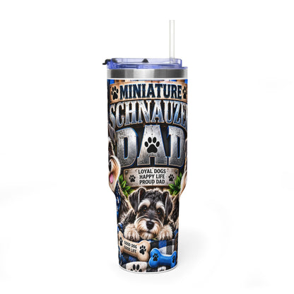 Miniature Schnauzer Dad 40oz Vacuum Tumbler – Insulated Travel Mug with Straw