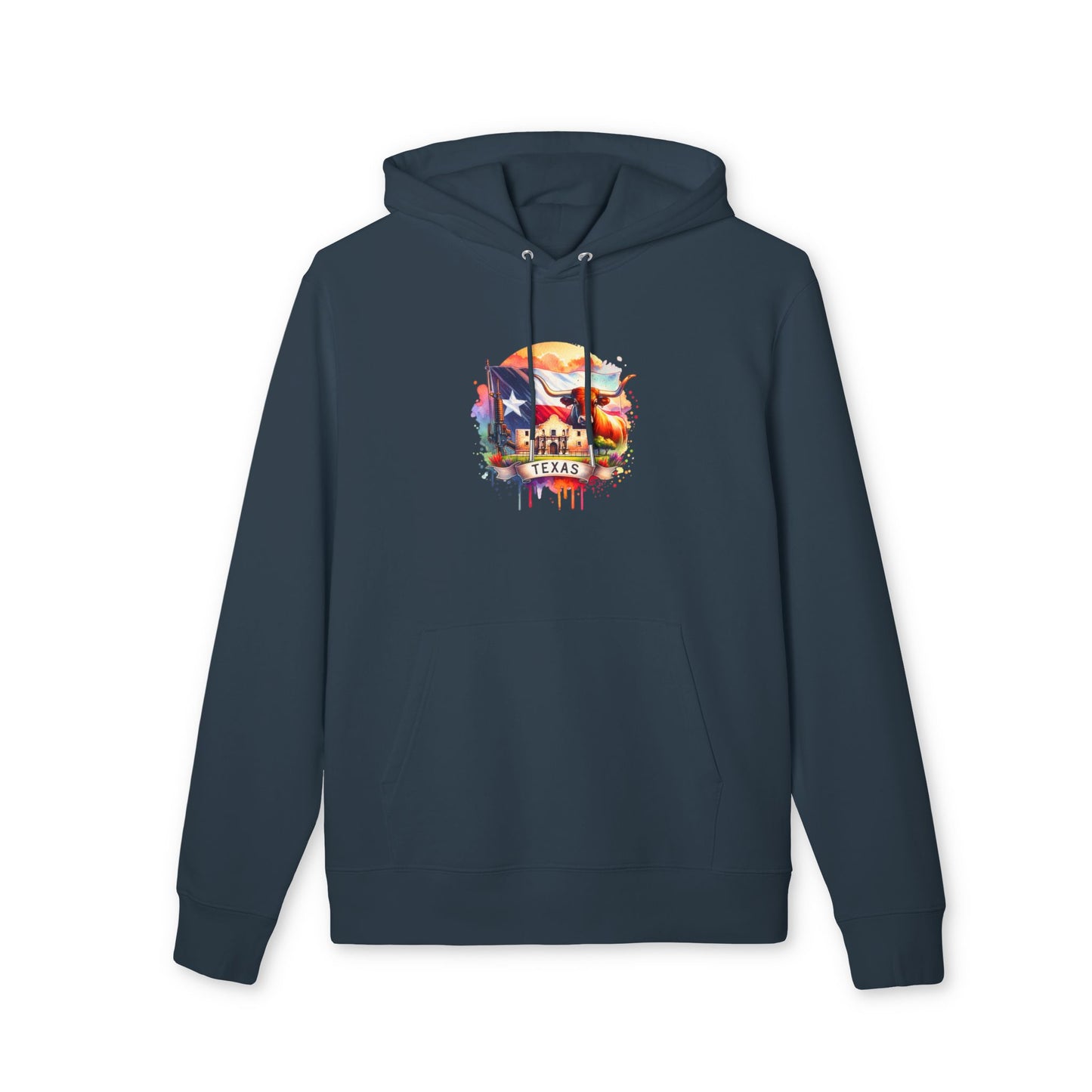 Texas Flag Skull Hoodie — Watercolor Lone Star Texas Pride Pullover