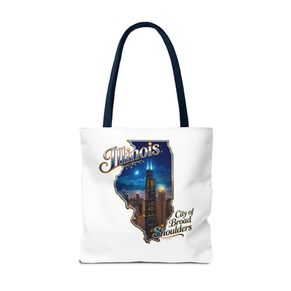 Illinois Skyline Tote Bag — "City of Broad Shoulders" Chicago Night Design