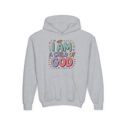 Youth Hoodie — "I Am a Child of God" Inspirational Kids Hooded Sweatshirt