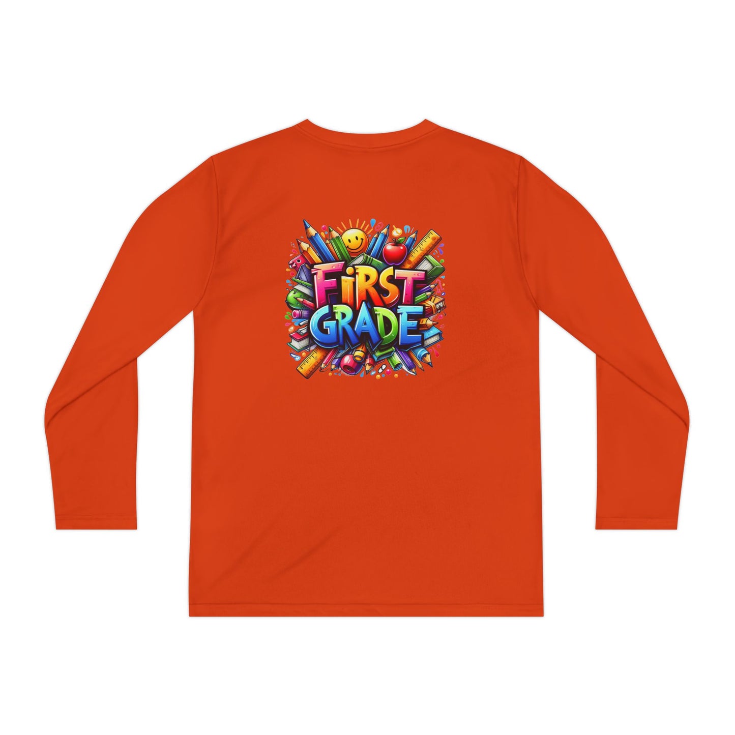 First Grade Youth Long Sleeve Tee — Colorful Back-to-School Shirt