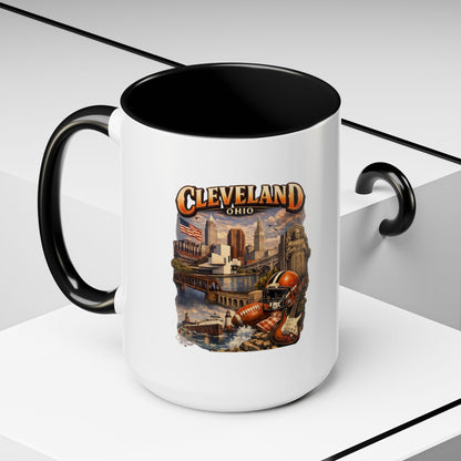 Cleveland Ohio Vintage Football Accent Coffee Mug (11/15oz)
