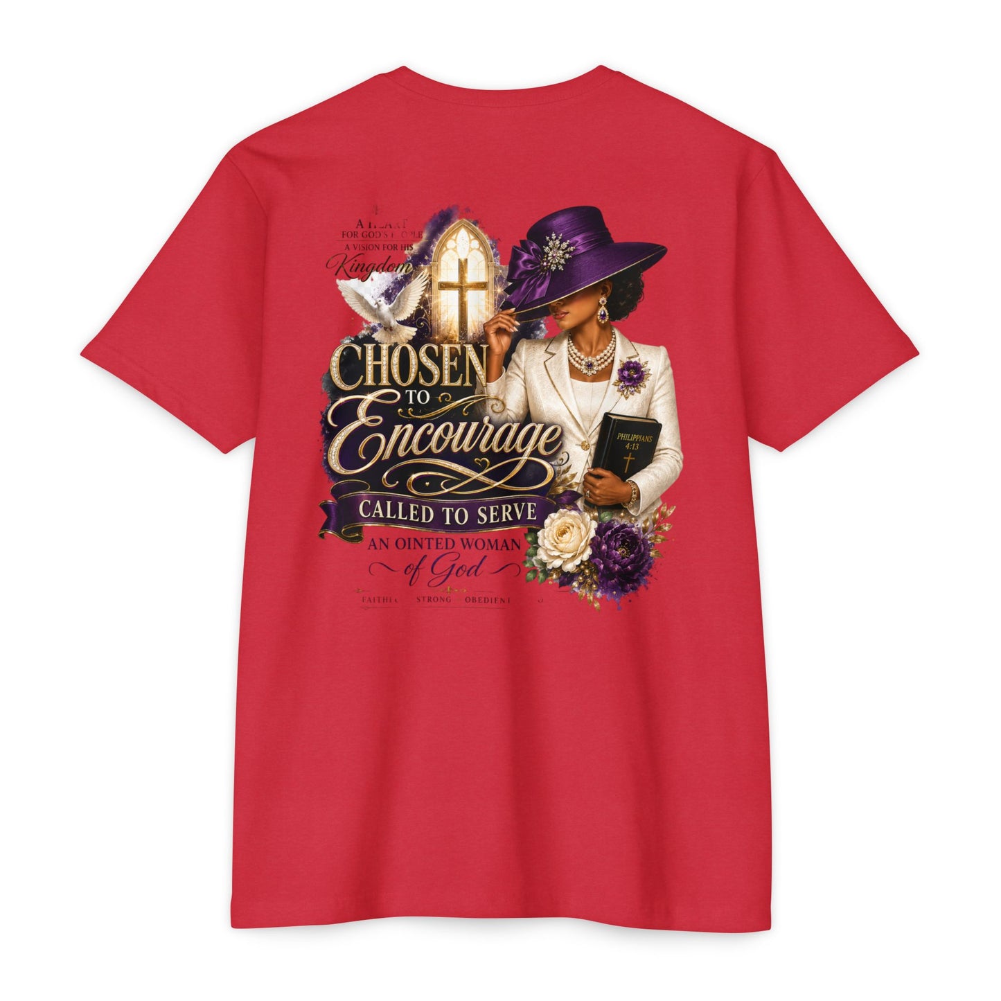 Chosen to Encourage Christian T-Shirt — 'Called to Serve' Purple Church Hat Design
