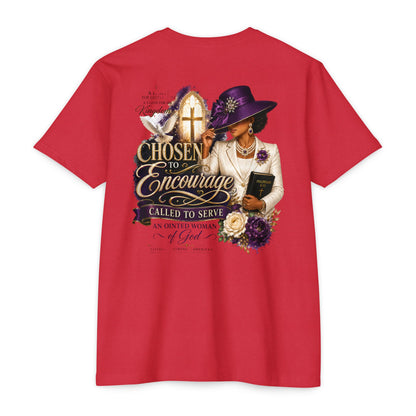 Chosen to Encourage Christian T-Shirt — 'Called to Serve' Purple Church Hat Design