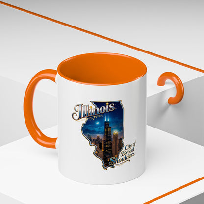 Illinois Skyline Accent Coffee Mug – City of Broad Shoulders Chicago Design (11/15oz)