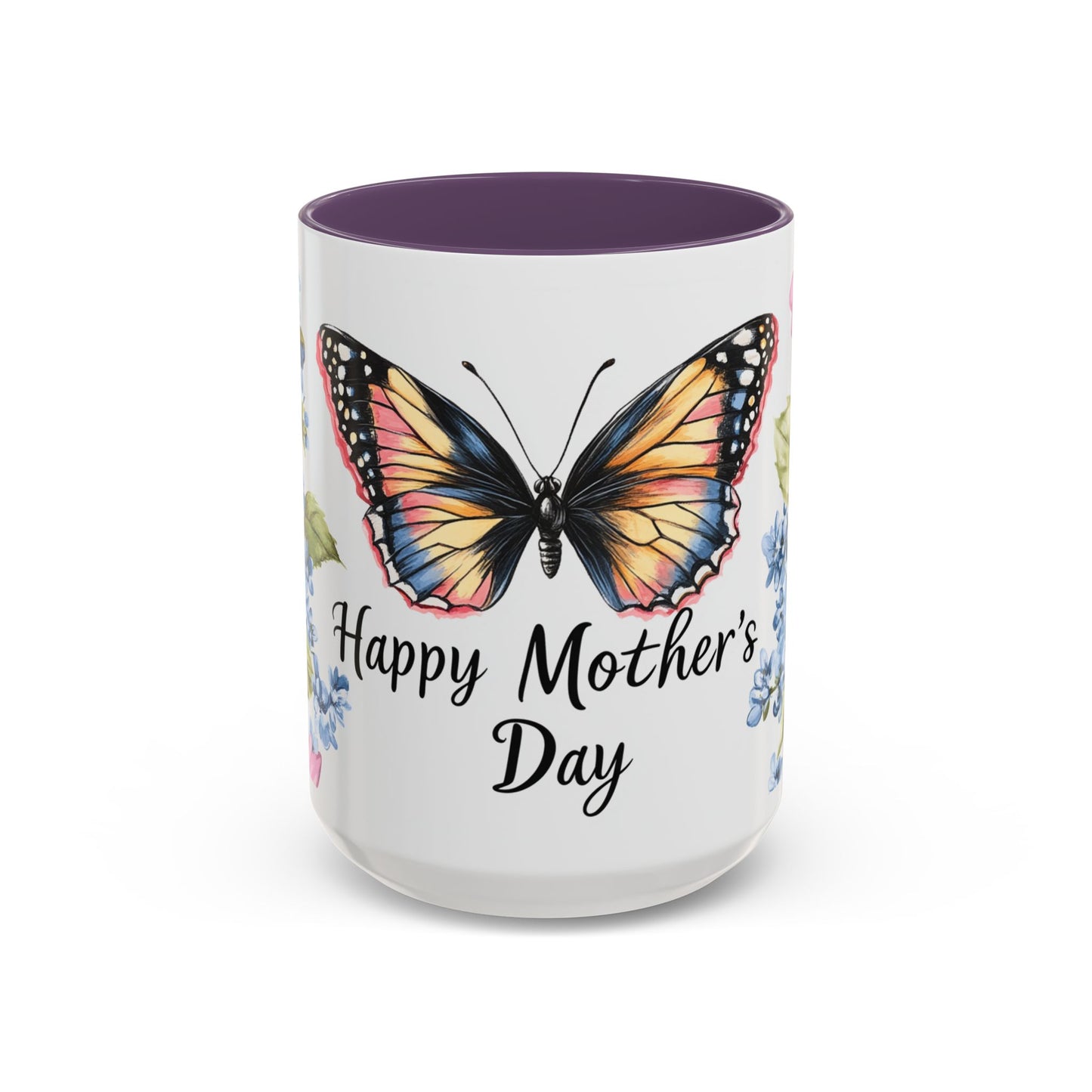 Mother's Day Butterfly Floral Accent Coffee Mug – "Happy Mother's Day"
