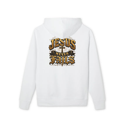 Jesus Never Fails Hoodie — Faith-Based Christian Pullover