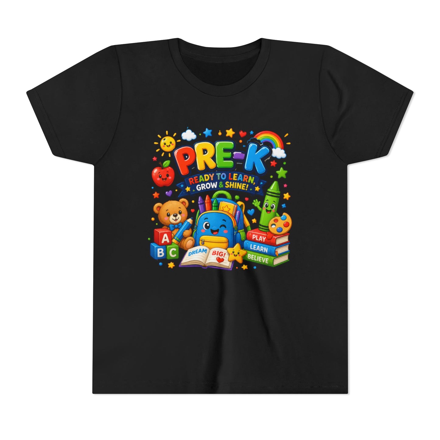 Pre-K Ready To Learn Kids T-Shirt — Colorful Preschool Back-to-School Tee