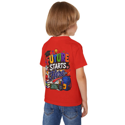 Toddler T-Shirt — "Future Starts Here" Back-to-School Graphic Tee
