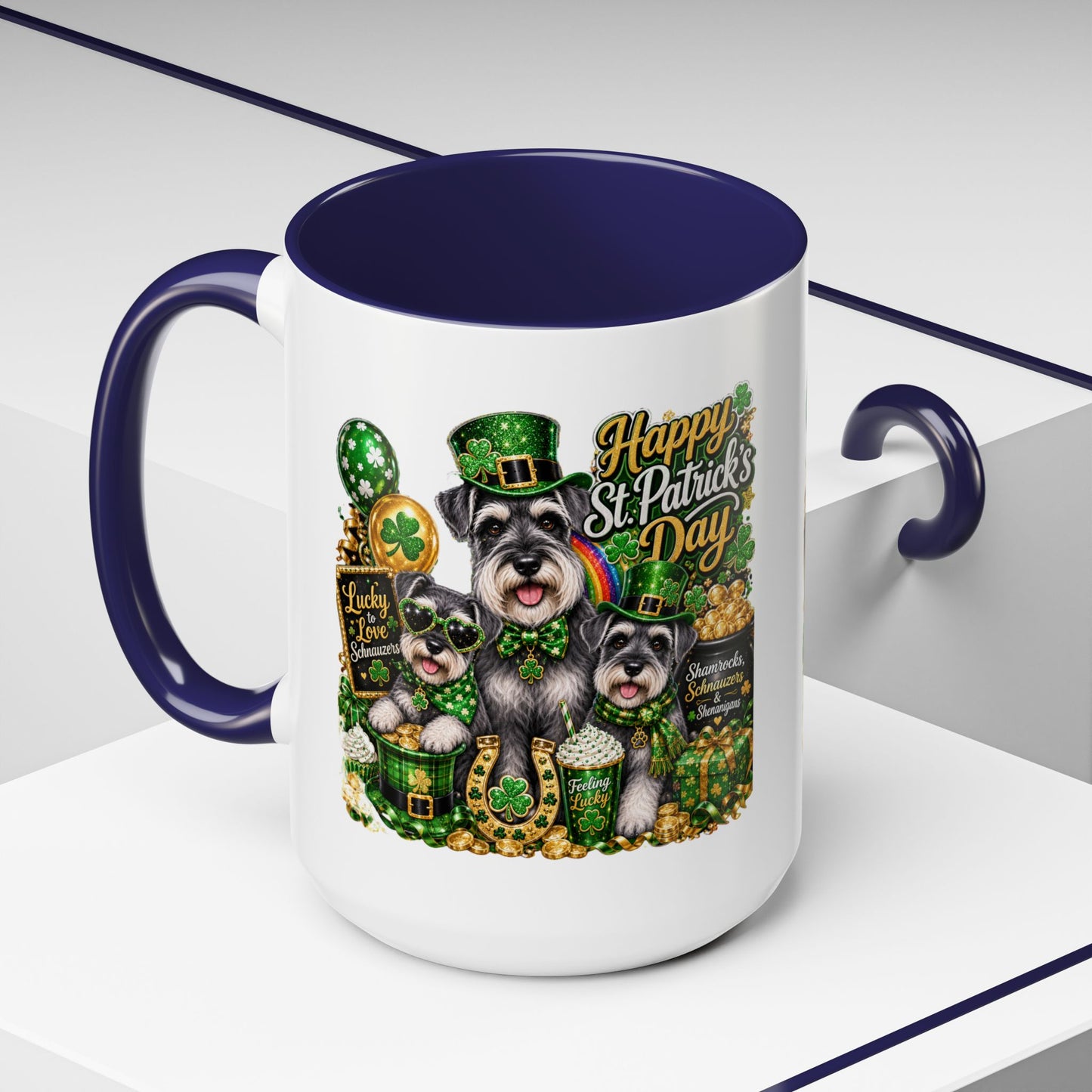 St. Patrick’s Day Dog Coffee Mug — Happy St. Patrick’s Day Accent Mug (11/15oz)