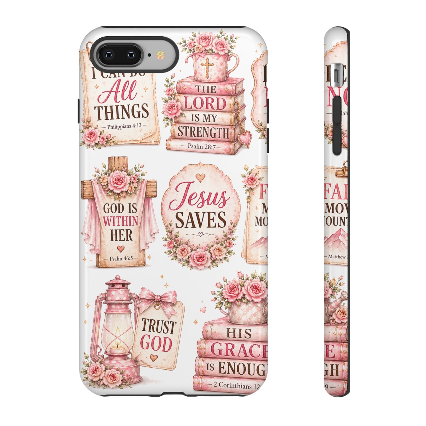 Faith Phone Case — 'Jesus Saves' Floral Christian Scripture iPhone Case