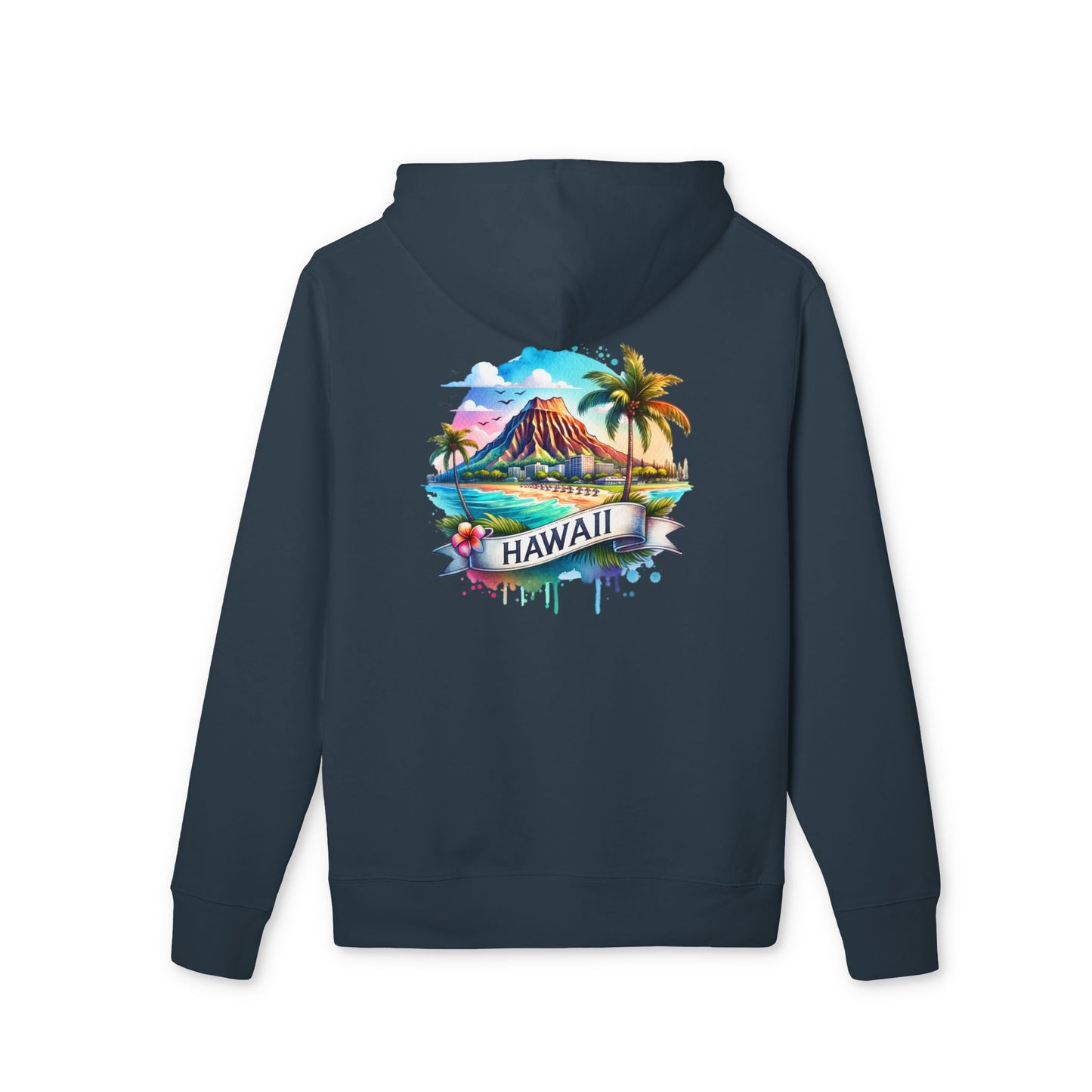Hawaii Watercolor Hoodie — Tropical Island Palm Beach Pullover